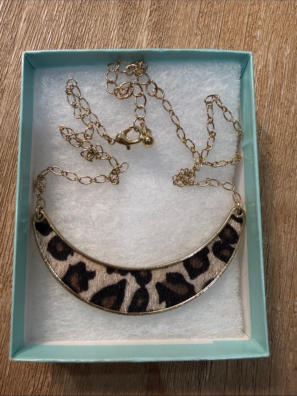 Park Lane Gold-Tone Leopard Print Crescent Necklace